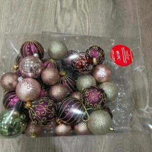 Elegant Holiday Ornament Set - Purple, Gold, Silver